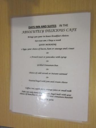 Days Inn Breakfast Menu